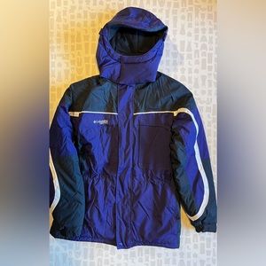 Columbia Womens blue black hooded zip up winter puffer coat size 18/20